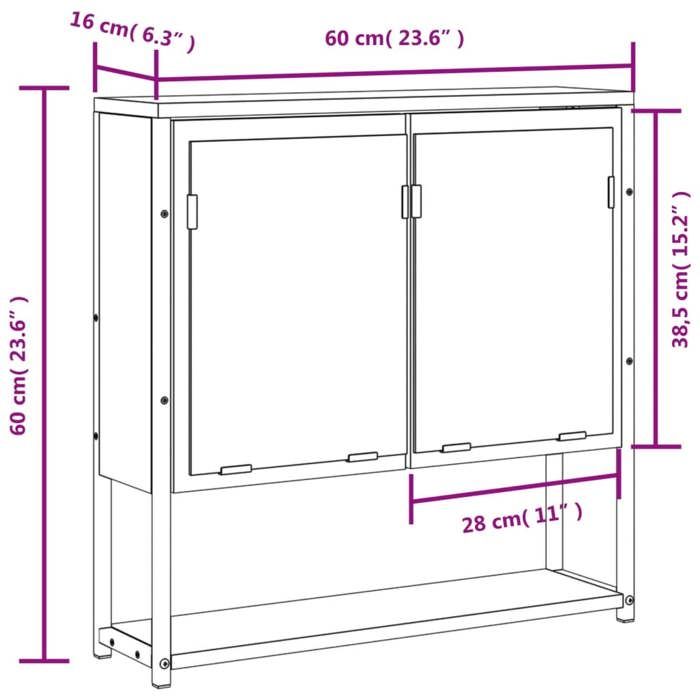 VidaXL Bathroom Mirror Cabinet, Wall-Mounted Toilet Cupboard with Mirror, Storage Furniture, Modern, Black Wood 842421