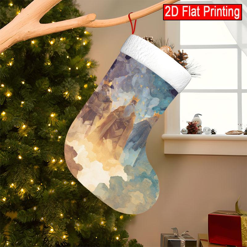 Christmas Decoration Fireplace Hanging Stocking One Piece, Artwork Featuring Christmas Stockings, Santa Claus