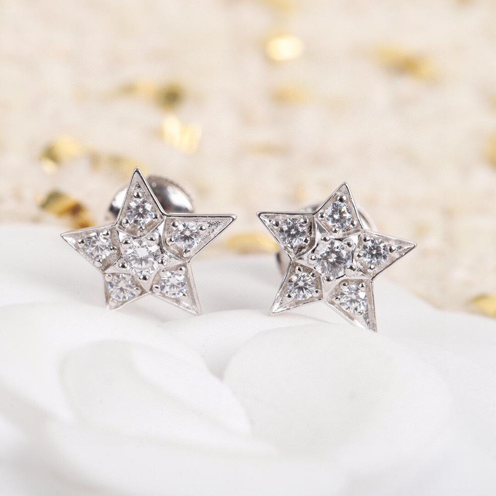 Musla Gorące Czyste Srebro Próby 925 Kolczyki Kolczyki Gwiazdki Pełne Diamentowe Kolczyki Studs Białe Złoto Czyste Srebro Próby 925 Kolczyki Gwiazda Meteor