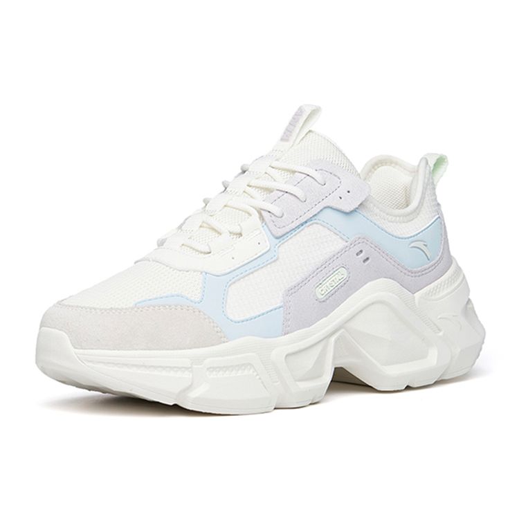 Anta Comfortable Sports Shock Absorbing Wear Resistant Low Top Casual Shoes Women Casual Shoes White Blue 122238887-5