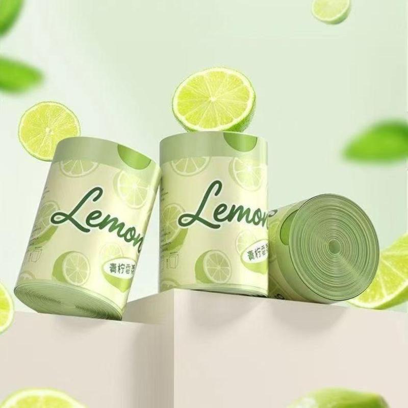 Disposable Lemon Scent Trash Bags Thickened Drawstring 10-100 Sheets Easy Tie Garbage Bags for Household Kitchen Office
