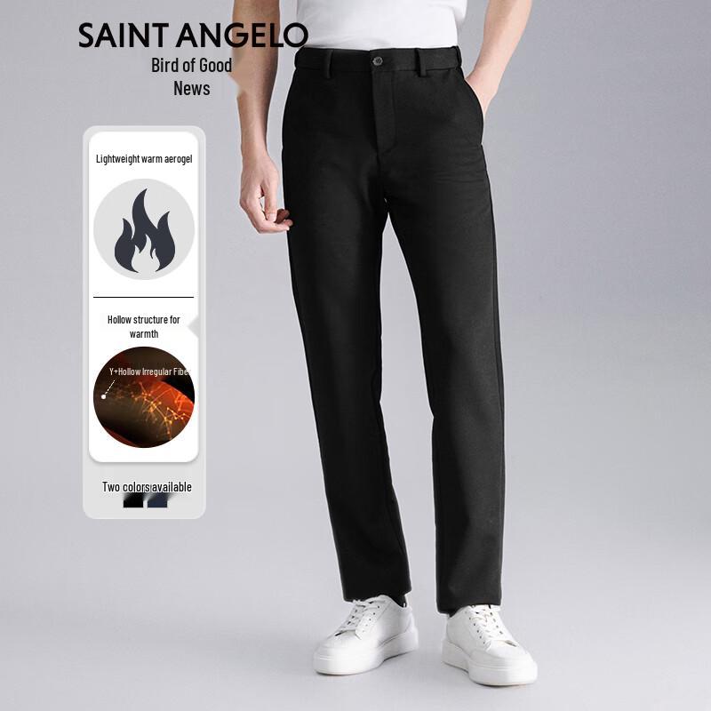 Baoxiniao Men's Lightweight Brushed Business Casual Straight-Leg Trousers