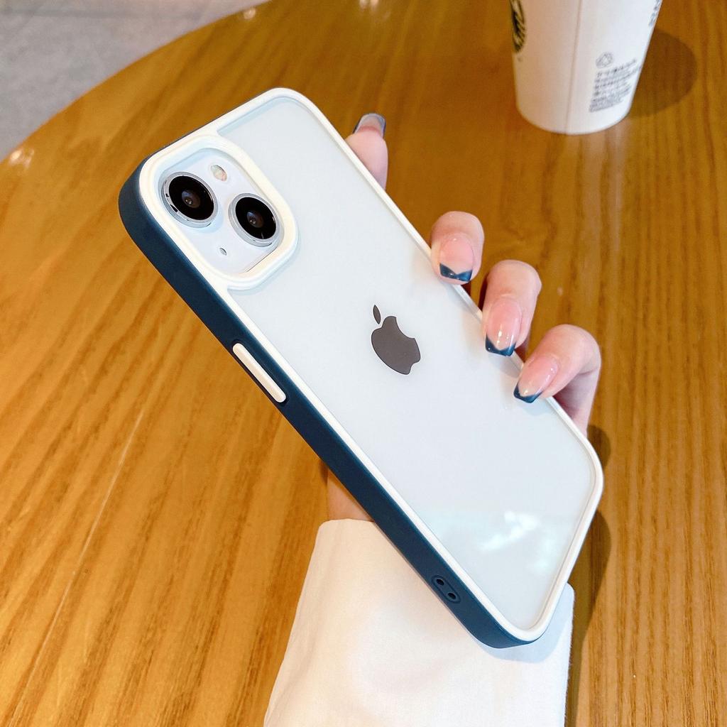 Applicable To Iphone16ProMax Acrylic Phone Case Two Color Youdun 15 Transparent Apple 14 Creative Contrast Color Set