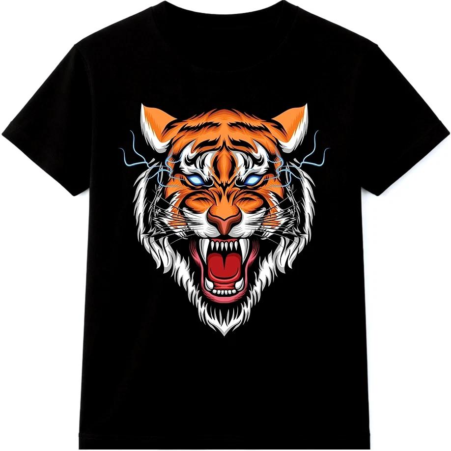 Tiger T Shirt Roaring Big Cat Graphic Tee Fierce Wild Animal Streetwear Top L