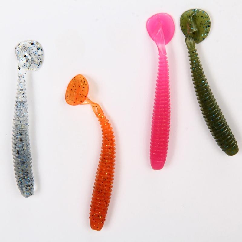 New 50pcs  Lure Spiral T Fish Soft Bait Softbaits Artificial Baits Weest Blackfish Culter Striped