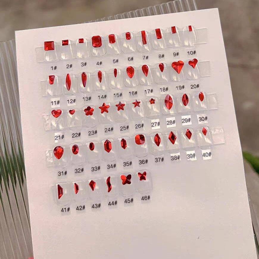 Whole Pack New Year'S Christmas Small Big Red Flat Bottom Special-Shaped Diamond Nail Art Nail Ornament Red Special-Shaped Diamond