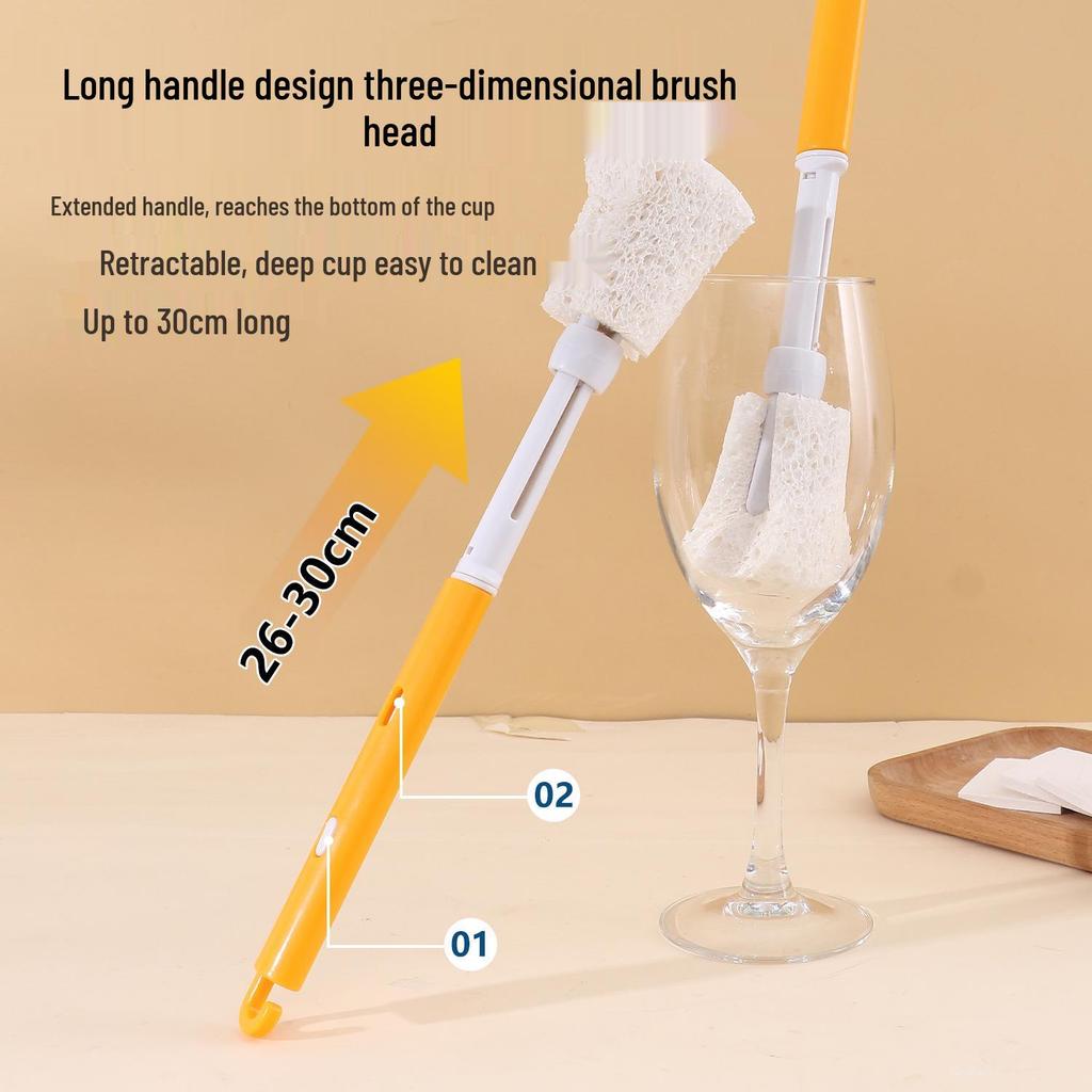 Long Handle Nano Sponge Cup Brush with Replacement Head for Thorough Cleaning