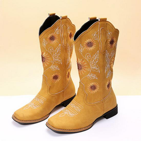 Bottes en cuir à tige haute et bout rond plat pour femmes grandes tailles automne/hiver 2021