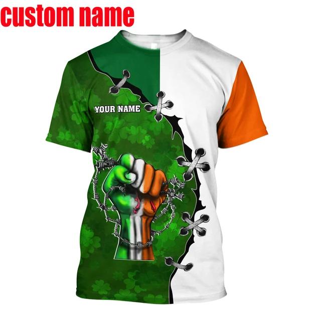 Summer New Printed Irish Celtic Men's and Women's T-shirt, Custom Name Short Sleeve Unisex Shirt, Harajuku Large Casual Sty