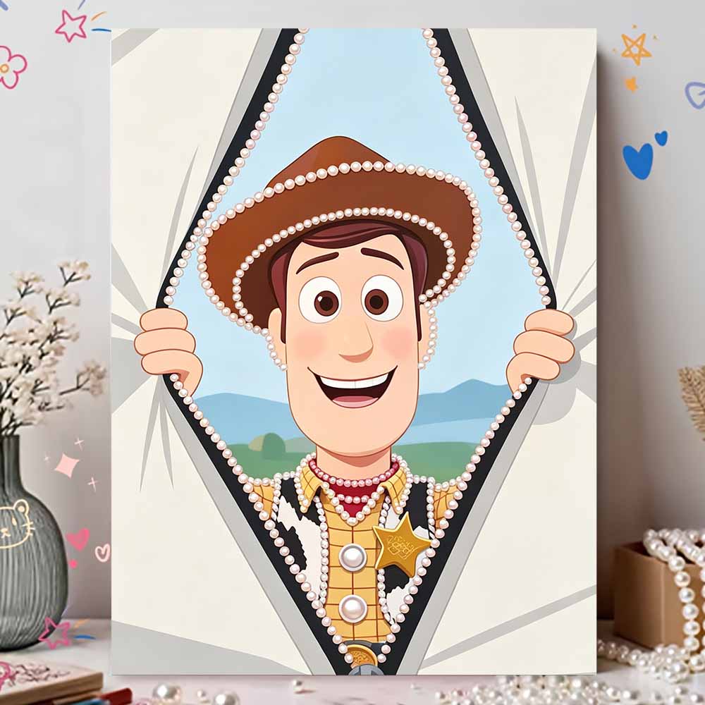 Disney Pearl Painting Toy Story Cowboy Woody Handmade DIY Pearl Gemstone Painting Pictures Crafts Special Shape Home Wall Decoration