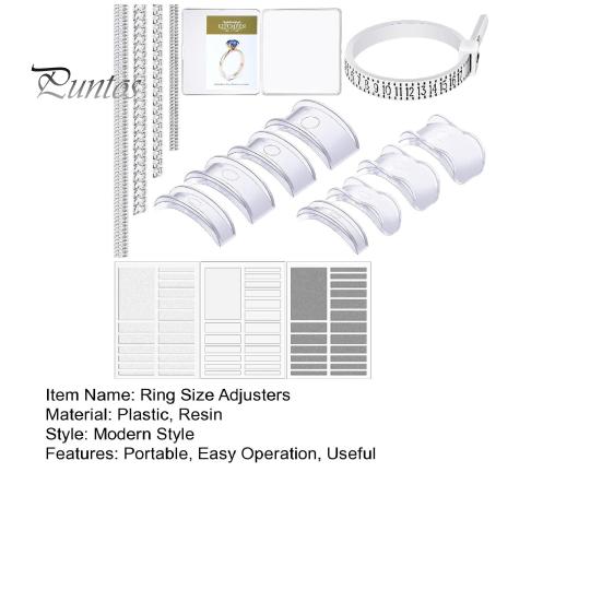 17 ks Zmenšovače velikosti prstenů Volné prsteny Neviditelný Zmenšovač velikosti prstenu Distanční kroužek Zvětšovač prstenu Zásuvné Silikonové Spirály Zpevňovač Sada s Leštícím Hadříkem