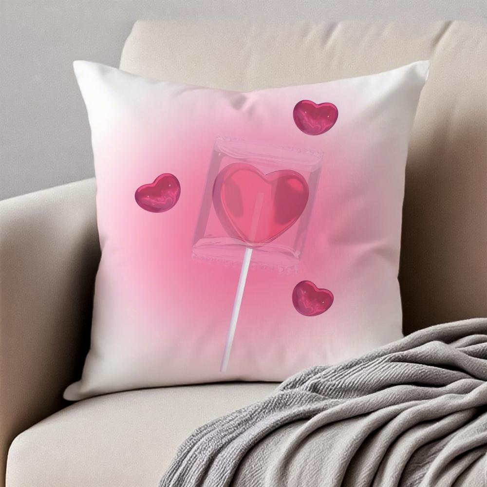 Sweet pink candy Cushion Cover Pillowcase Antidustmite Invisible Zipper Short Plush Sofa Cushion