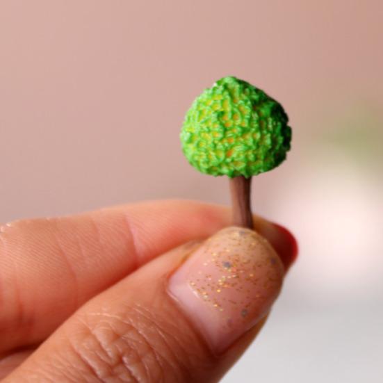 Yousheng 3 Pcs Mini Tree Figurines Miniature Fake Tree Micro Landscape Fairy Garden Ornament Tiny Artificial Greenery Tree Model for DIY Crafts