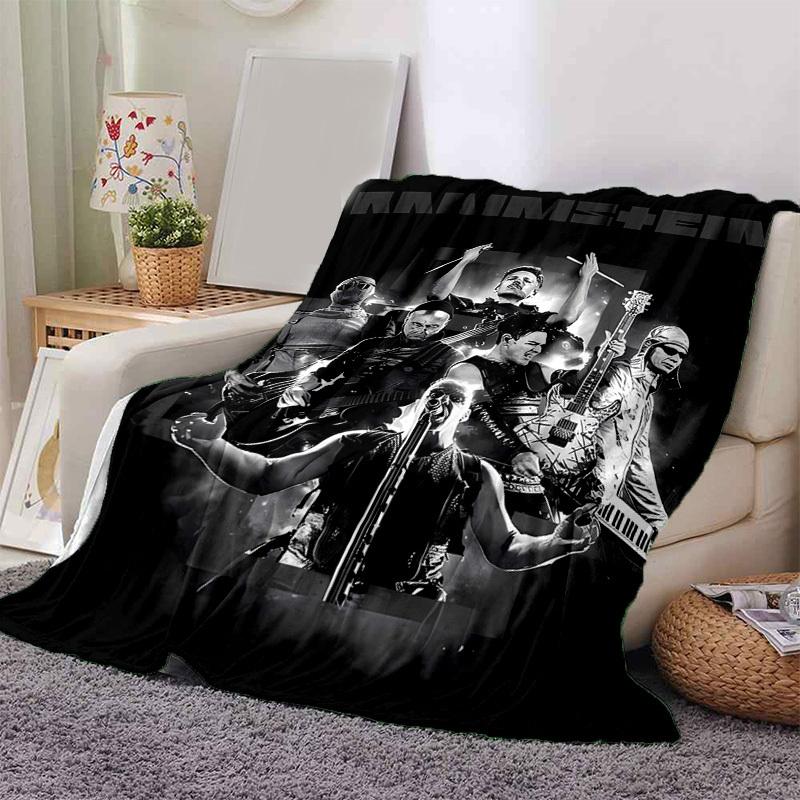1pc Rammstein-Inspired Home Decor: Cozy Flannel Blanket, Perfect Gift for Bedroom, Living Room, Travel, Camping, Car, Beach, Office Naps, Ideal Sofa T