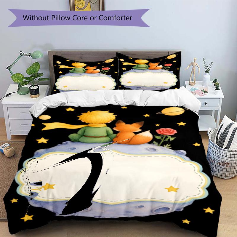 3pcs Duvet Cover Set (1*Duvet Cover + 2*Pillowcase, Without Core), The Little Prince Print Bedding Set, Bedroom Decor, All‑Season, Gift