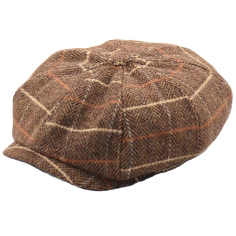 Chapéus de feltro de inverno para jornaleiro, bonés de pintor de pai, boné de hera plana, chapéu octogonal de lã para adultos, boina de tamanho grande, 57-59cm, 60-61cm