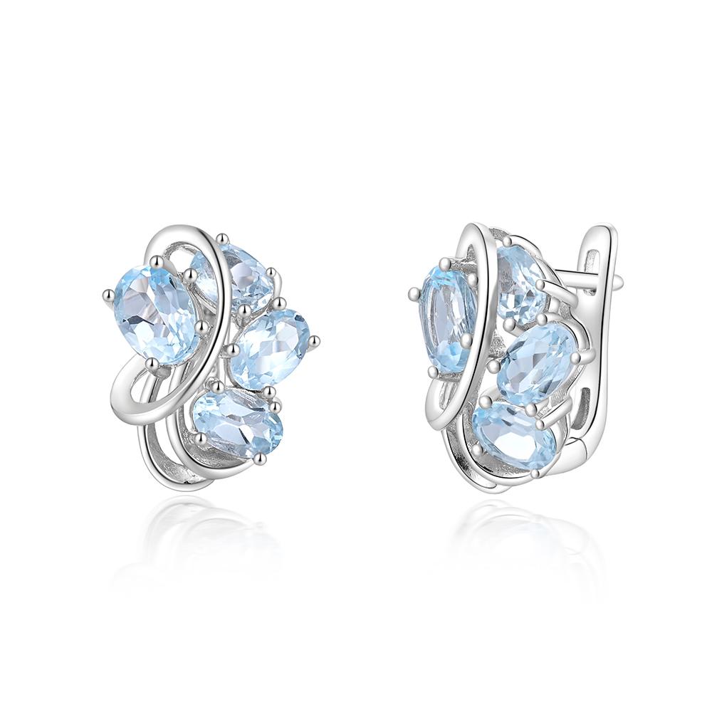 

Элегантная серьга-клипса из стерлингового серебра 925 пробы, в форме листа, с изысканным дизайном и натуральным драгоценным камнем Голубой Топаз, украшение для женщин на День святого Валентина M белый