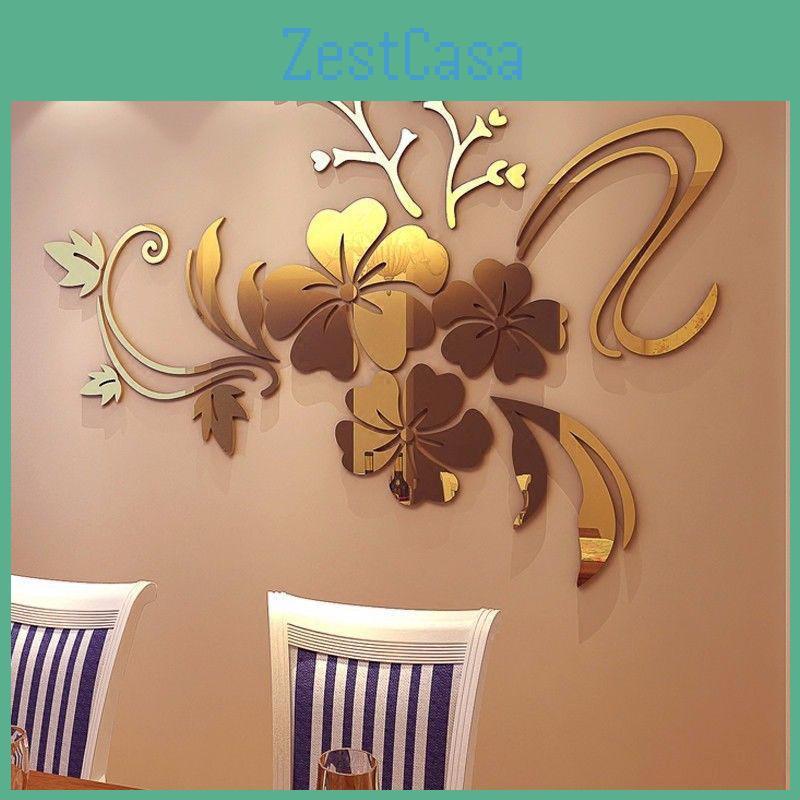 Exquisite Removable 3d Mirror Flower Art Wall Sticker For Stunning Home Decoration