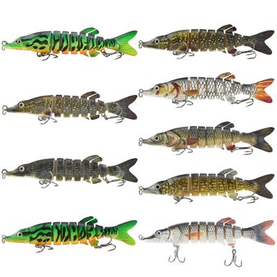 Señuelos de Pesca de Lucio 8 Segmentos Articulados Swimbait con Anzuelo Pesca de Agua Dulce Salada Señuelos Artificiales para Lucio Cebos