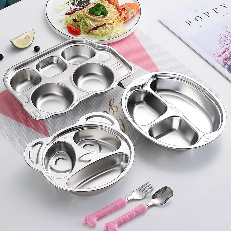 ZISIZ 304 Stainless Steel Divided Kids Dinner Plate