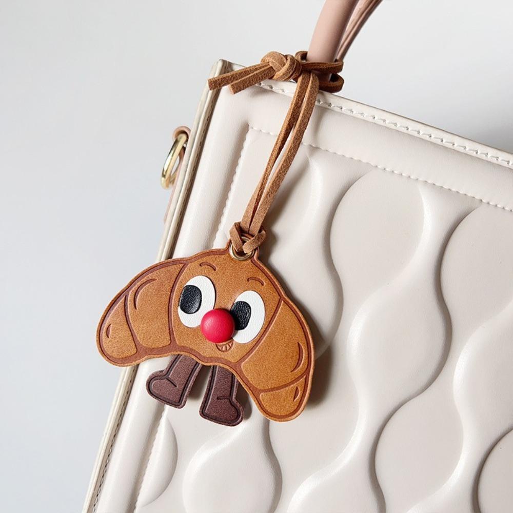 

New PU Leather Bag Charm Toast Croissant Bag Pendant Keychain Gift