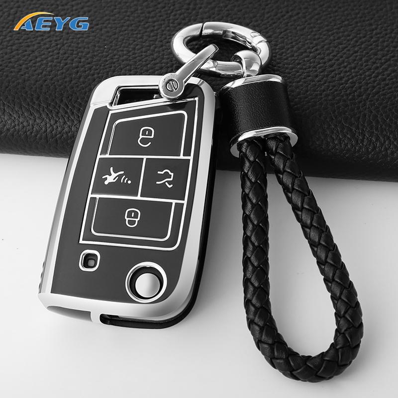 New Tpu Car Key Case Cover Shell Fob For Vw Volkswagen Golf 7 Mk7 Tiguan Mk2 For Seat Ateca Leon Fr 2 Ibiza Keychain Accessories
