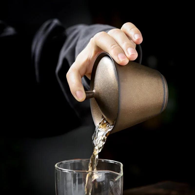 Master crafts Gilding Antique Ceramics Cover Teacup Large Gaiwan Vintage Tea Brewing Bowl Tea Cup Vintage Tea Bowl