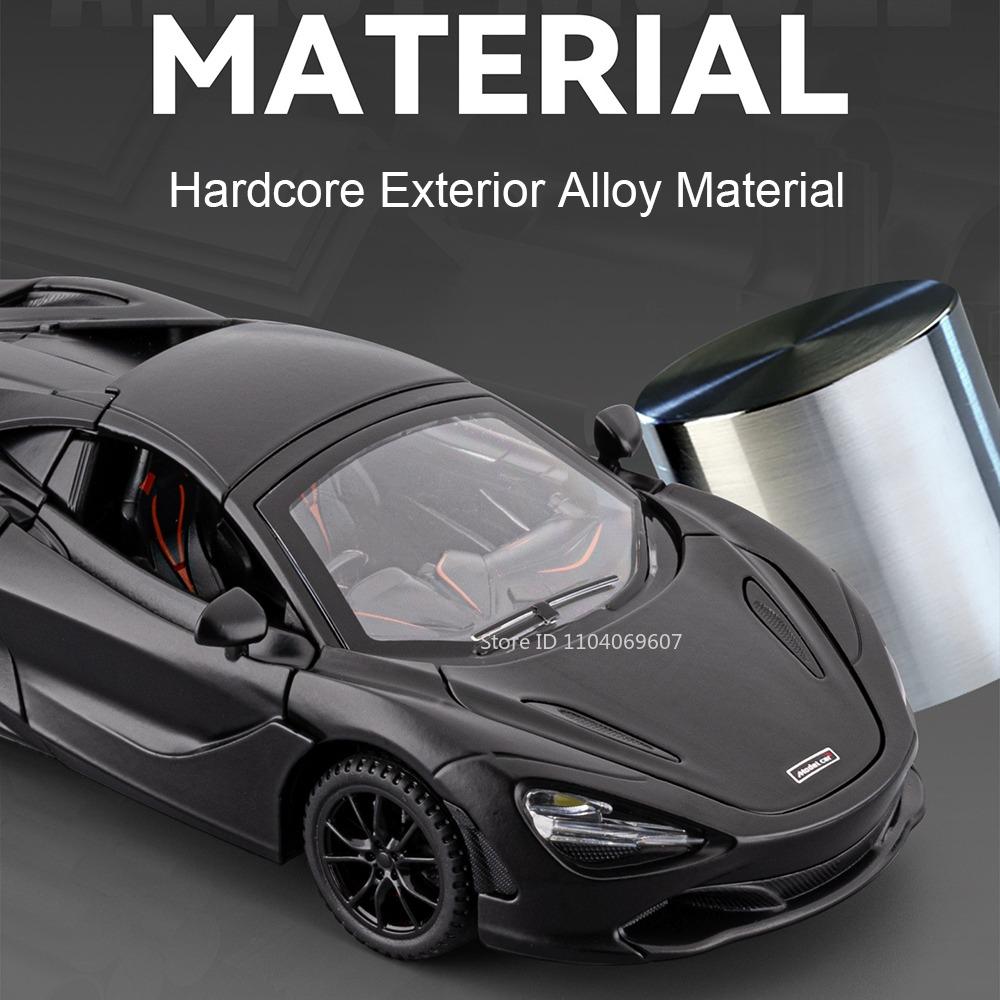 1:32 720S F1 Model Miniature Toy Sports Cars Alloy Diecast Ornament Supercars Sound Light Doors Opened Pull Back Kids Presents