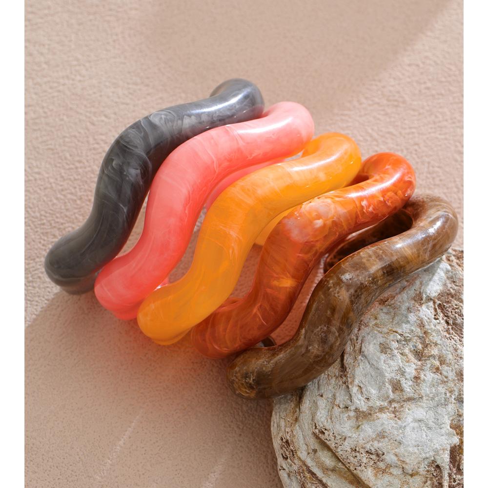 Eetit Colorful Resin Trendy Cuff Bracelet Bangle Multi-color Waterproof Fashion Wrist Jewelry Gray Pink Orange Brown Cheap