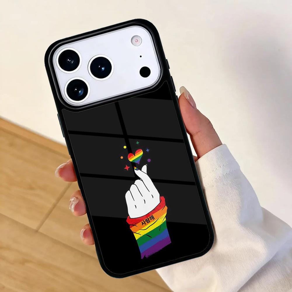 Rainbow Gay LGBT Finger Phone Case For Apple iPhone 17 Air 16 Pro Max 15 Pro Max 14 13 12 11 Mini Back Cover