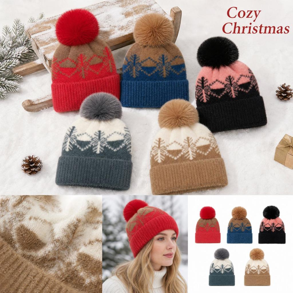 Women's Christmas Snowflake Knitted Hat