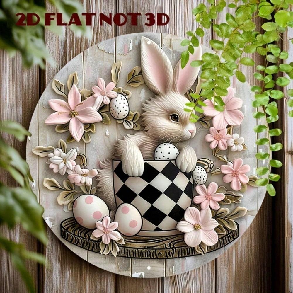 

Luvkis 8x8 Inch Round Easter Bunny Metal Sign, Rustic Vintage Wall Art for Kitchen Home Decor 20x20 різнокольоровий
