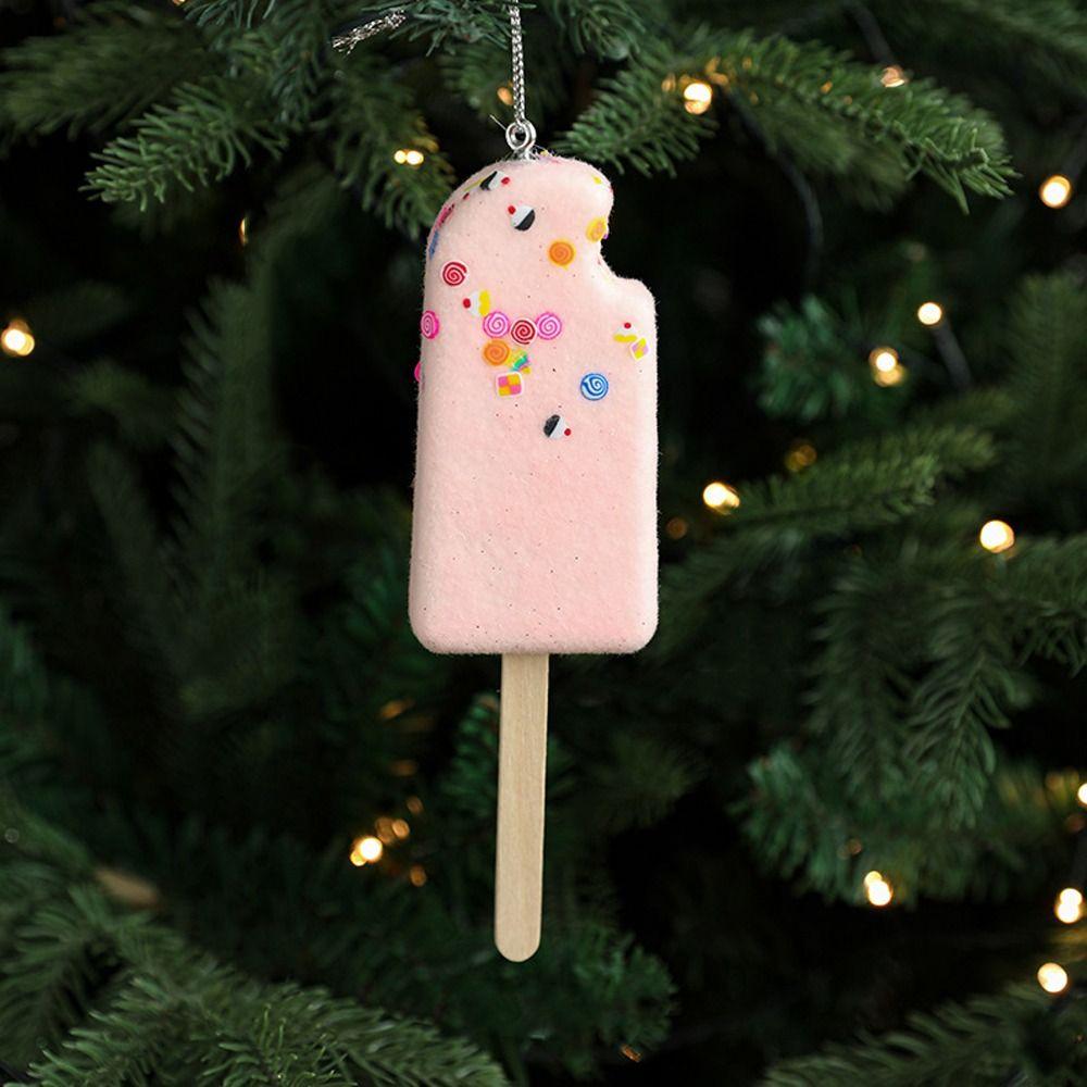 2pcs Cute Artificial Ice Cream Model Small Christmas Tree Hanging Decoration  Home Xmas Decor