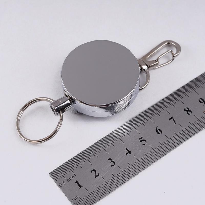 1pcs All Metal Easy Pull Buckle 4 High Resilient Telescopic Rope Key Ring Anti-theft Stretch Keychain