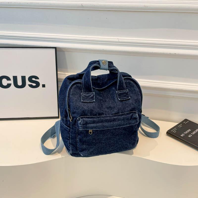 School bag female classic literary small fresh backpack female college style high school student denim canvas backpack
