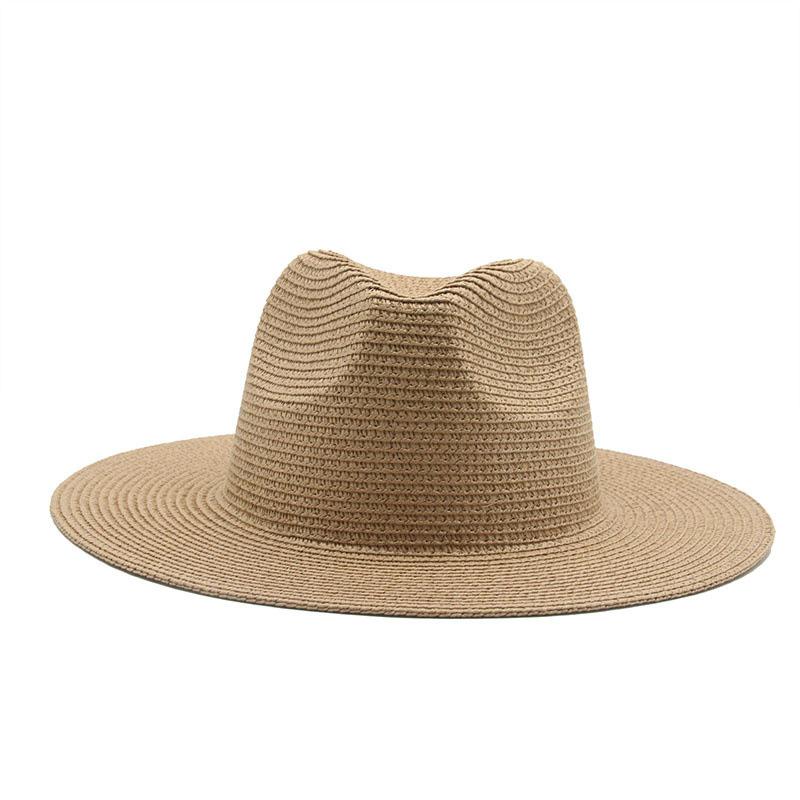 High quality spring and summer Panama straw hat wide brim sunshade top hat beach jazz hat