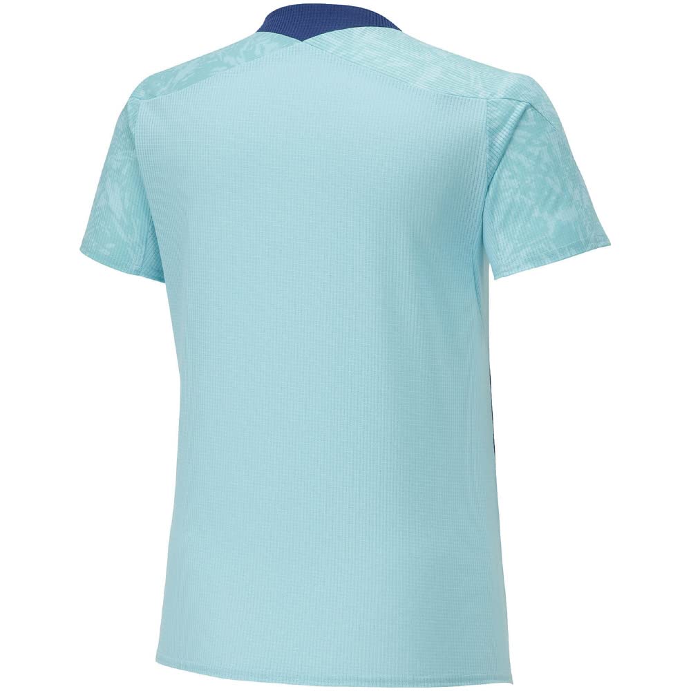 Mizuno Dry Aeroflow Training Short Estate Size L Women's T-Shirt, Sleeve, Breathable, Sweat-Wicking, Quick-Drying, Blue, (32MAA340)