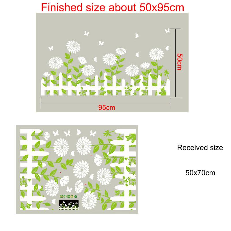 

White Flower Plant Self-Adhesive Wall Sticker, Removable Window Decal for Cafe Shop Glass Door Home Office Decoration 50cmx70cm