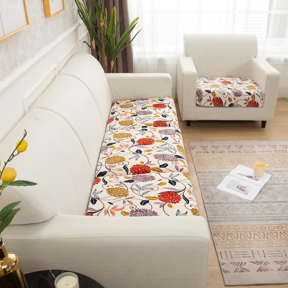Printed Elastic Sofa Seat Cushion Cover For Living Room Furniture Protector L-shaped Armchair Stretch Seat Cushion Slipcover