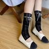 Womens Girls Summer See Through Striped Lace Leg Warmer Cute Ribbon Bowknot Lightweight Leg Cover Long Socks Stockings