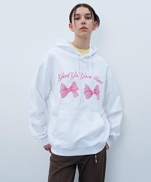 Uncover Twin Ribbon Hoodie White Free