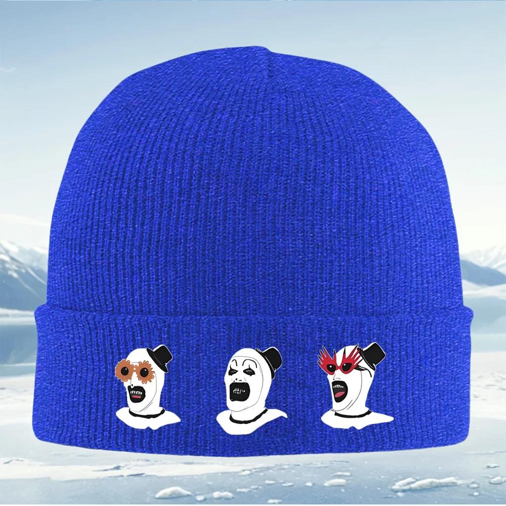 Clown heads various hats and glasses Knitted Hat Unisex Women Unisex Beanie Pullover Cap Winter Thermal Warm Christmas Outdoor Cycl