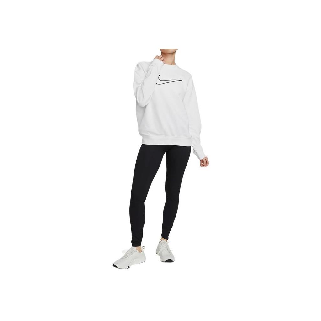 Nike Geometric Logo Print Crew Neck Long Sleeve Sweatshirt Women Sweatshirt White DQ5543-100