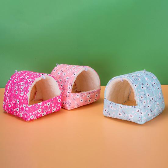 Pet Nest Semi-closed Cold Protection Big Space Printing Thickened Keep Warm Cloth Flower Print