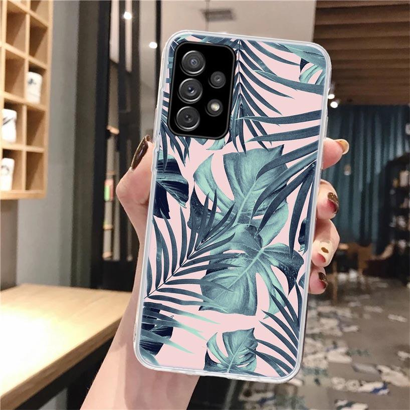 Summer Tropical Plants Green Leaf Phone Case For Samsung Galaxy A56 A55 A54 A53 A16 A15 A14 A13 A36 A35 A34 A33 A26 A25 A24 A23