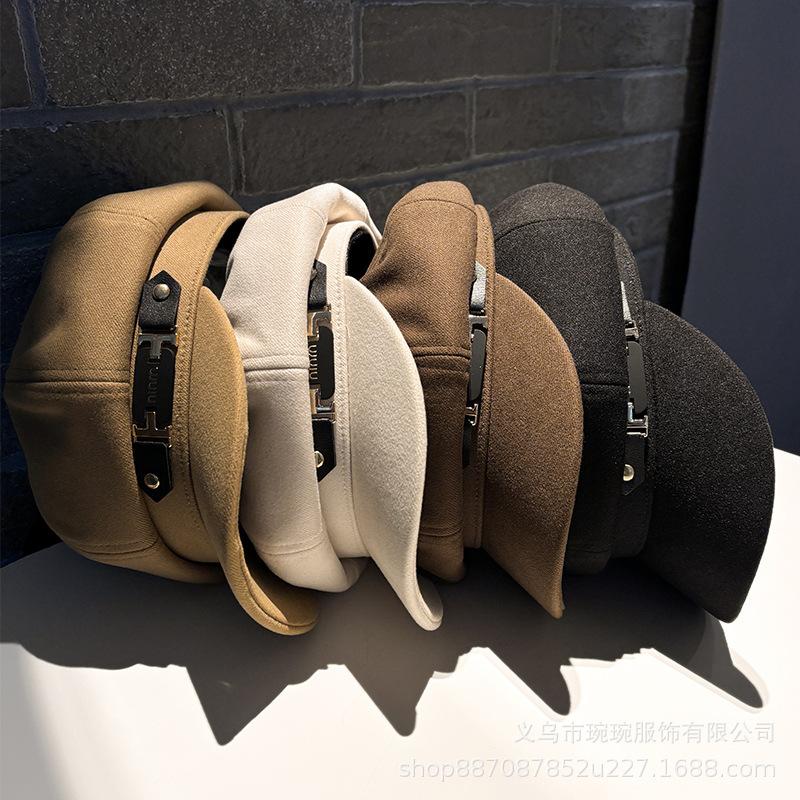 Casual British style octagonal hat Children's fashion versatile painter hat Autumn and winter woolen retro duck tongue newsboy hat