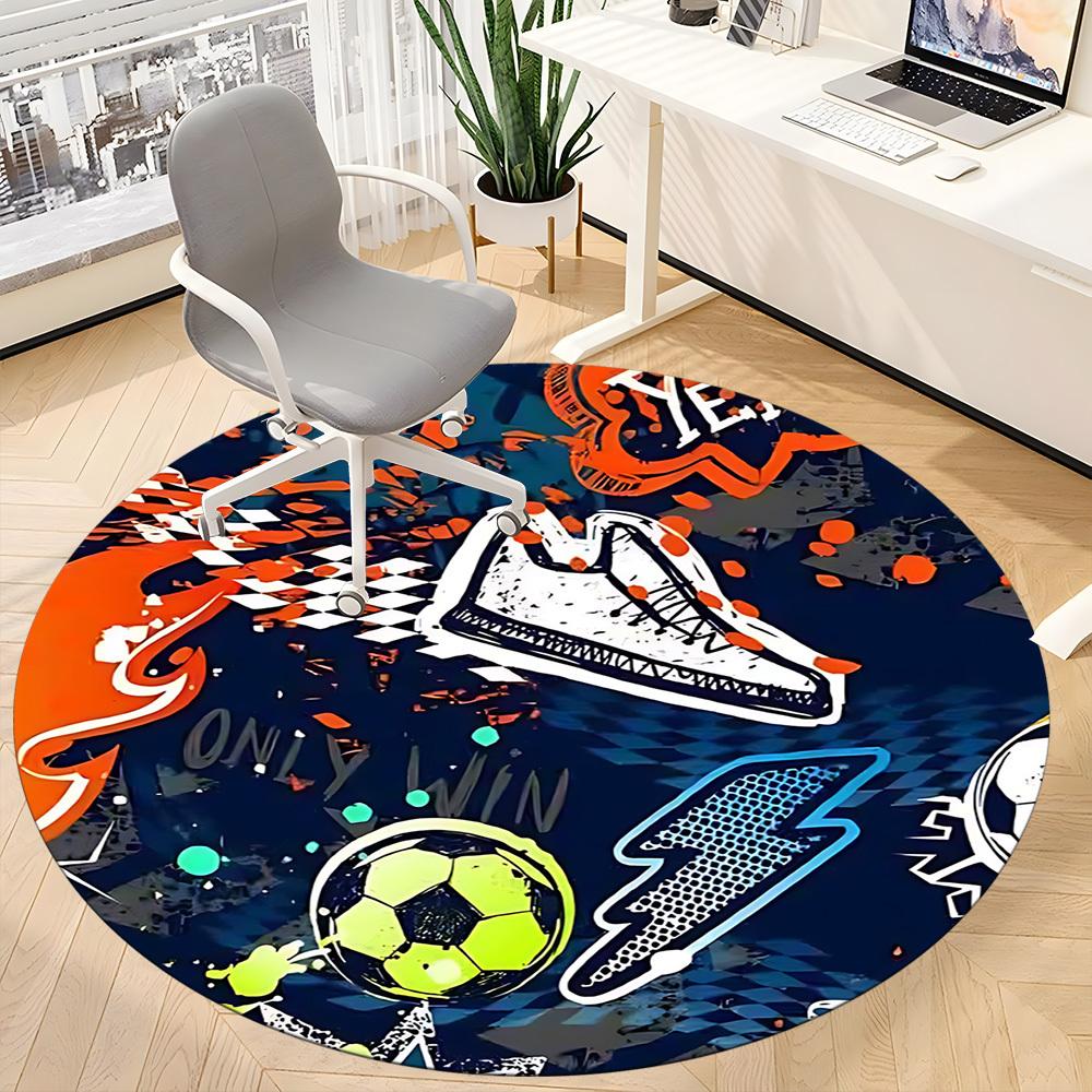 1 Stück Fußball Sport Büro Runder Teppich, Matte Geeignet für Büro, Unter Bürostühlen Schlafzimmer Wohnzimmer Heimdekoration, Raum Deko