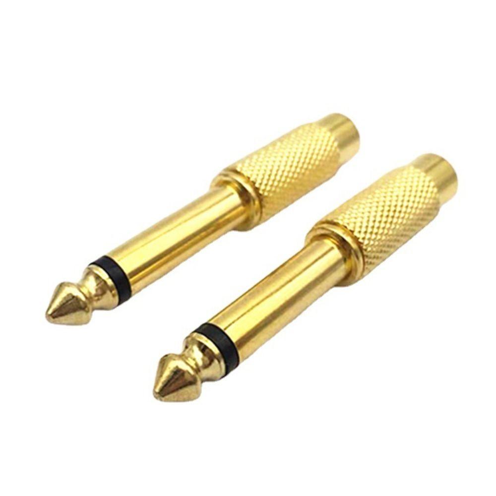 10Pcs Mono TS Plug Design 1/4" Mono TS Male Connector Gold-Plated Audio Adapter  DIY Audio Equipment