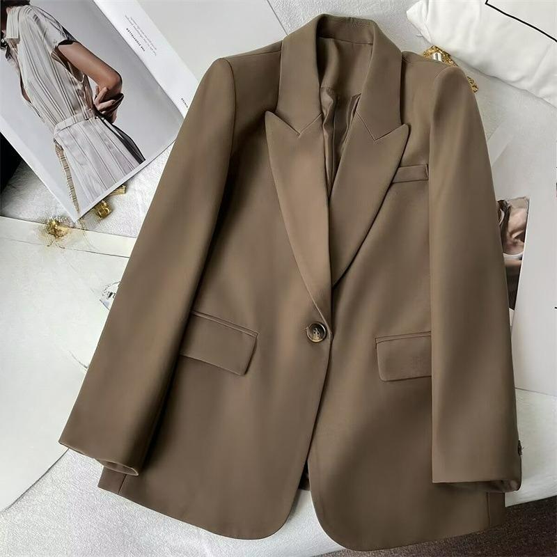 

Spring and Autumn Suit Jacket Women s Autumn Black Temperament Trend Casual Ladies Suit 3XL кавовий