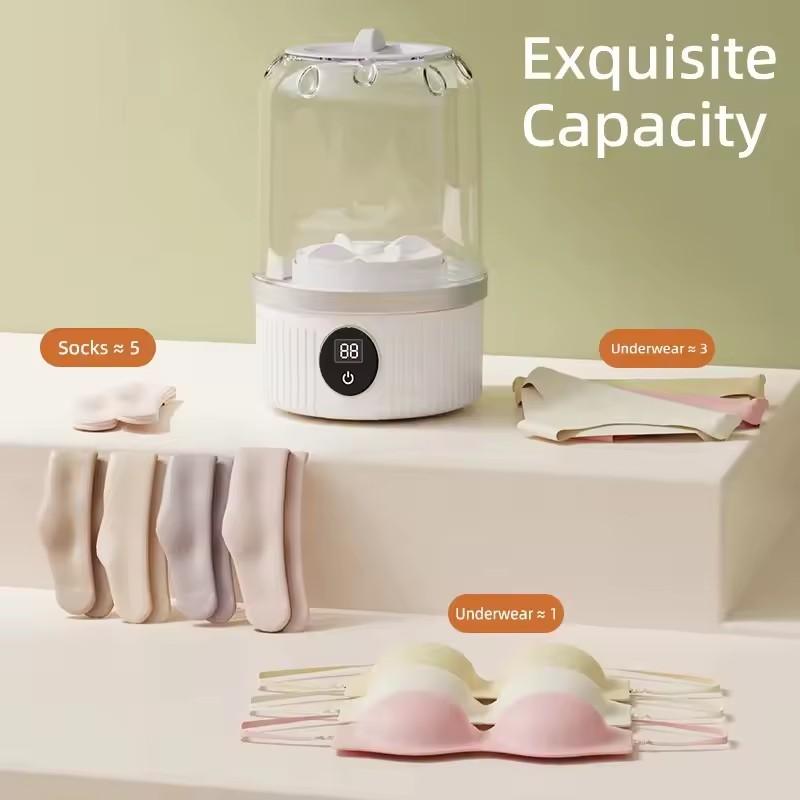 Wireless Washing Machine Portable Underwear Cleaner 1L Mini Socks Washing Machine Dehydratable Laundry Bucket for Teenagers